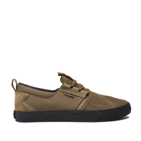 Supra Mens FLOW Olive/Black Low Top Shoes | CA-59767